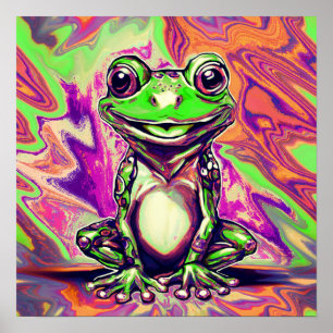 Kleurrijk psychedelisch graffiti kikker groen paar poster