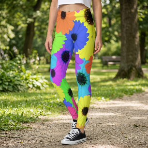 Kleurrijk Psychedelisch Madeliefje Bloemmotief Leggings