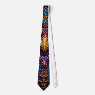 Kleurrijk psychedelisch uil totem kunst heren T-sh Stropdas
