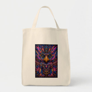 Kleurrijk psychedelisch uil totem kunst heren T-sh Tote Bag