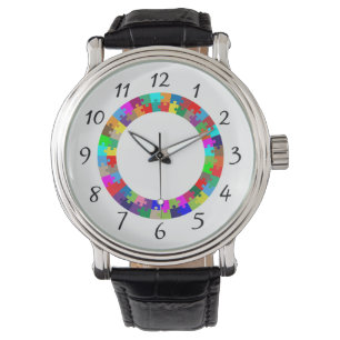 Kleurrijk puzzelontwerp horloge