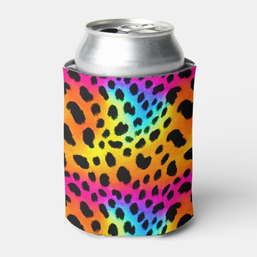 Kleurrijk Rainbow Cheetah Seamless Pattern Blikjeskoeler (Blikje Voorkant)