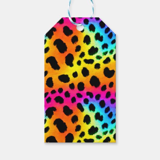 Kleurrijk Rainbow Cheetah Seamless Pattern Cadeaulabel (Voorkant)