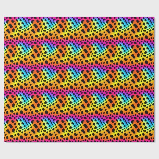 Kleurrijk Rainbow Cheetah Seamless Pattern Cadeaupapier (Vlak)