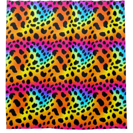Kleurrijk Rainbow Cheetah Seamless Pattern Douchegordijn (Voorkant)
