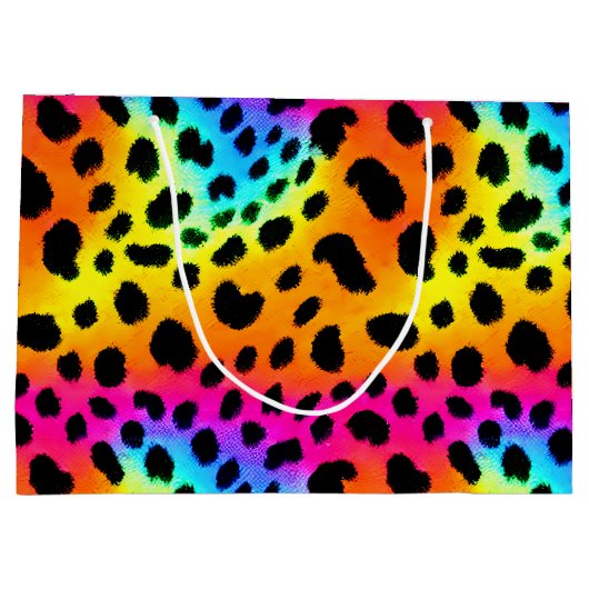 Kleurrijk Rainbow Cheetah Seamless Pattern Groot Cadeauzakje (Achterkant)