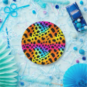 Kleurrijk Rainbow Cheetah Seamless Pattern Papieren Bordje (Feest)