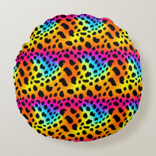 Kleurrijk Rainbow Cheetah Seamless Pattern Rond Kussen