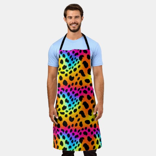 Kleurrijk Rainbow Cheetah Seamless Pattern Schort (Gedragen)