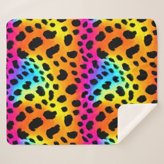 Kleurrijk Rainbow Cheetah Seamless Pattern Sherpa Deken (Voorkant (horizontaal))