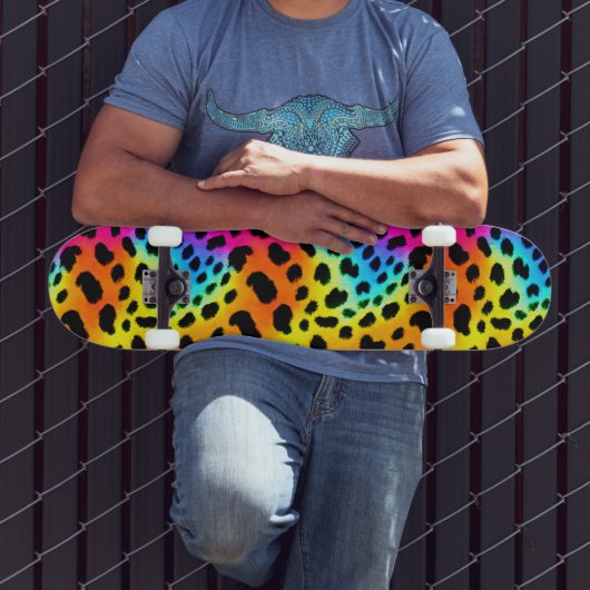 Kleurrijk Rainbow Cheetah Seamless Pattern Skateboard (Buiten 3)