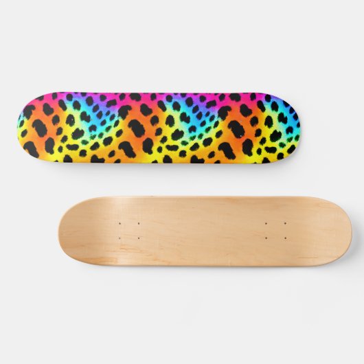 Kleurrijk Rainbow Cheetah Seamless Pattern Skateboard (Horizontaal)