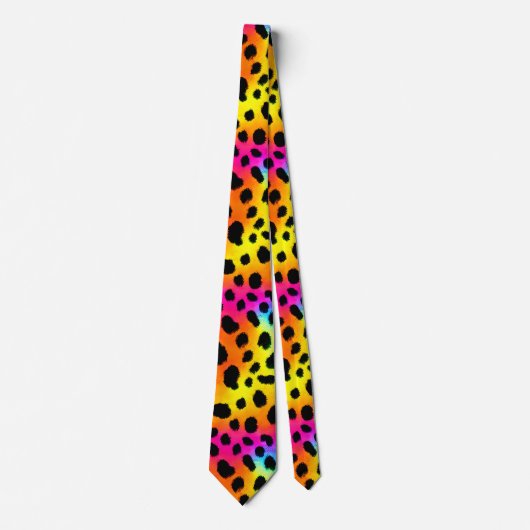 Kleurrijk Rainbow Cheetah Seamless Pattern Stropdas (Voorkant)