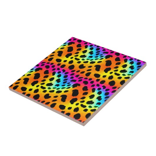 Kleurrijk Rainbow Cheetah Seamless Pattern Tegeltje (Zijkant)