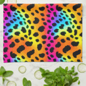 Kleurrijk Rainbow Cheetah Seamless Pattern Theedoek (Gevouwen)