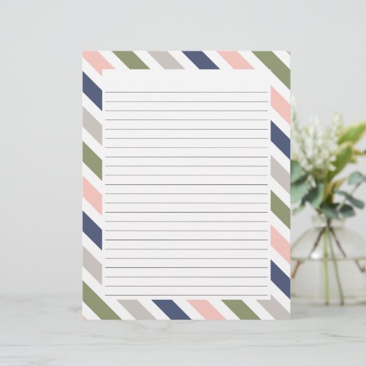 Kleurrijk randgestreepte briefpapier met lijnen briefhoofd (Staand voorkant)