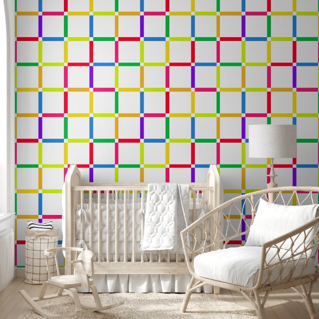 Kleurrijk raster met negatieve ruimte Pop Art-Insp Behang (Kinderen)