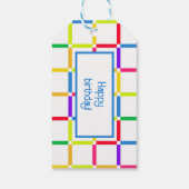 Kleurrijk raster met negatieve ruimte Pop Art-Insp Cadeaulabel (Achterkant)