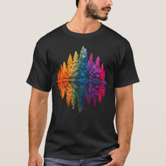 Kleurrijk Regenboog Bos Bomen Weerspiegeling Wilde T-shirt