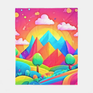 Kleurrijk Regenboog Cartoon Landschap Fleece Deken