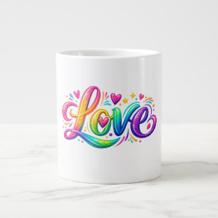 Kleurrijk Regenboog Liefde Typography Ontwerp Extra Grote Beker