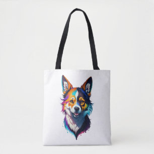 Kleurrijk regenboog realistisch Corgi hondenontwer Draagtas