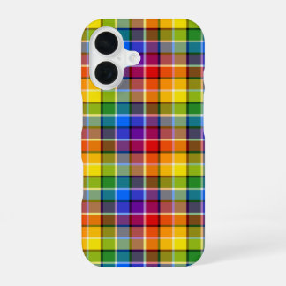 Kleurrijk Regenboog Schotse Ruitpatroon iPhone 16 Hoesje