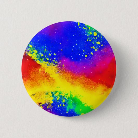 Kleurrijk regenbooggeplatterd schilderpatroon ronde button 5,7 cm (Voorkant)
