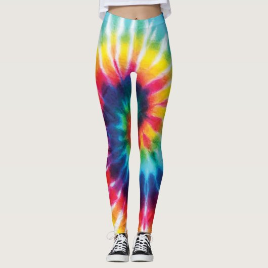 Kleurrijk regenboogkleurig kleurstofkostuum leggings (Voorkant)