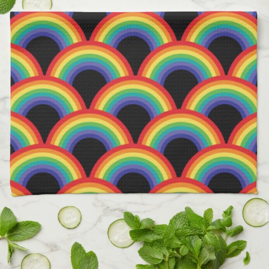 Kleurrijk regenboogpatroon theedoek (Gevouwen)