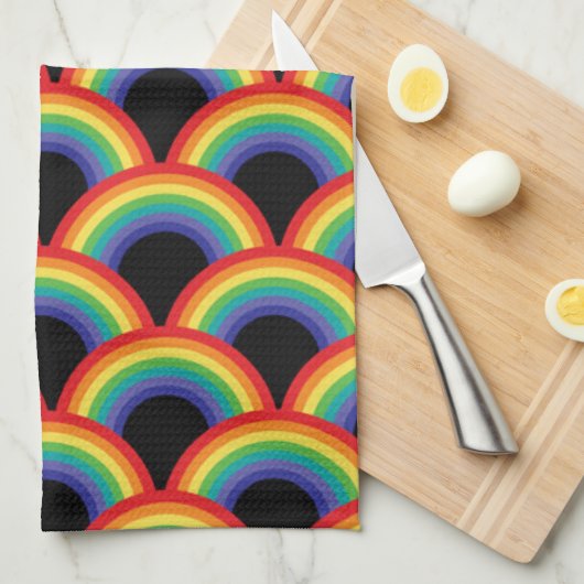 Kleurrijk regenboogpatroon theedoek (Quarter Fold)