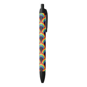 Kleurrijk regenboogpatroon zwarte inkt pen