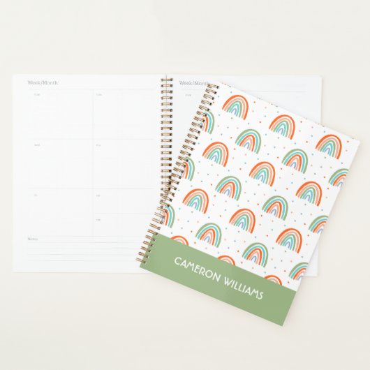 Kleurrijk regenboogpoolpuntenpatroon planner (Display)