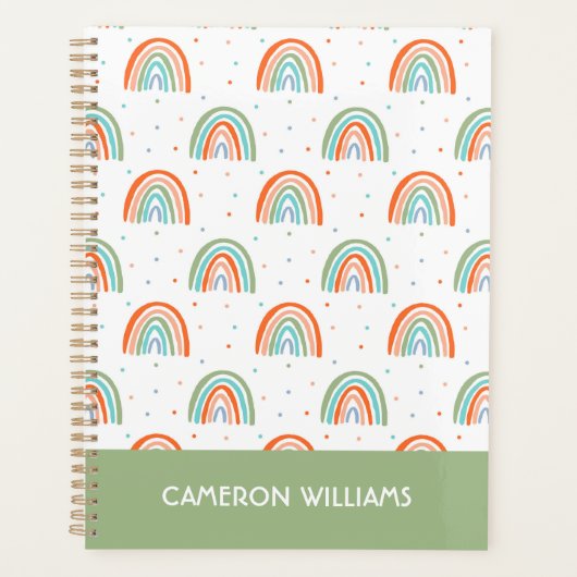 Kleurrijk regenboogpoolpuntenpatroon planner (Voorkant)
