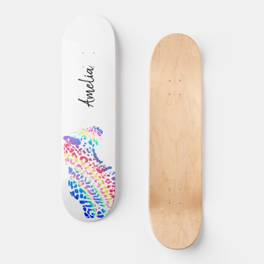 Kleurrijk regenboogschaar Jaguar Skateboard (Voorkant)
