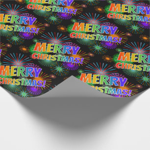 Kleurrijk regenboogspectrum "MERRY CHRISTMAS!" Cadeaupapier