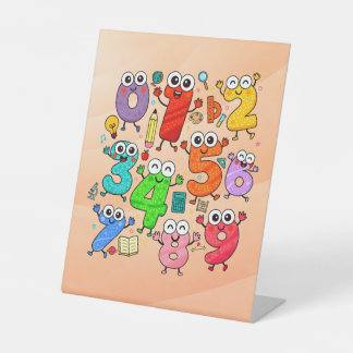 Kleurrijk rekensymbool voor Number Day voor school Reclamebord Met Voetstuk