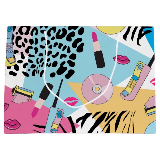 Kleurrijk Retro 1990's Nineties Patroon Groot Cadeauzakje (Voorkant)