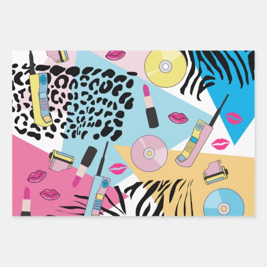 Kleurrijk Retro 1990's Nineties Patroon Inpakpapier Vel (Voorkant)