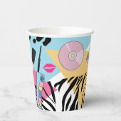 Kleurrijk Retro 1990's Nineties Patroon Papieren Bekers (Links)