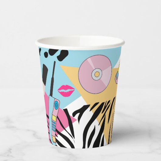 Kleurrijk Retro 1990's Nineties Patroon Papieren Bekers (Links)