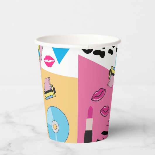Kleurrijk Retro 1990's Nineties Patroon Papieren Bekers (Rechts)