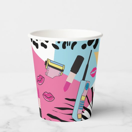 Kleurrijk Retro 1990's Nineties Patroon Papieren Bekers (Voorkant)