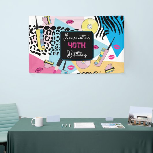 Kleurrijk Retro 1990's Nineties Patroon Spandoek (Beurs)