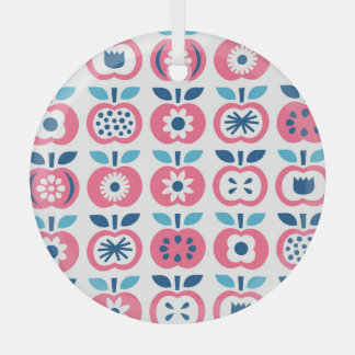 Kleurrijk Retro Apple naadloos patroon Glas Ornament