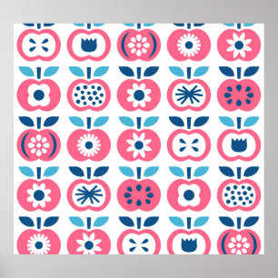 Kleurrijk Retro Apple naadloos patroon Poster