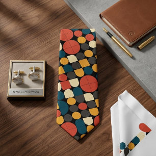 Kleurrijk Retro Bauhaus Geïnspireerd Patroon Stropdas