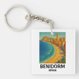 Kleurrijk Retro Benidorm Spanje Costa Blanca Reize Sleutelhanger