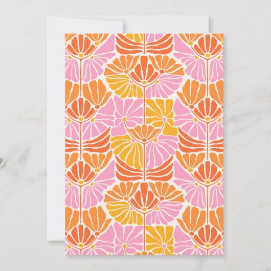 Kleurrijk Retro Bloemen Sinaasappel 50ste Verjaard Kaart (Achterkant)