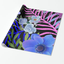 Kleurrijk Retro Bloemen Varen Botanisch Blad Cadeaupapier